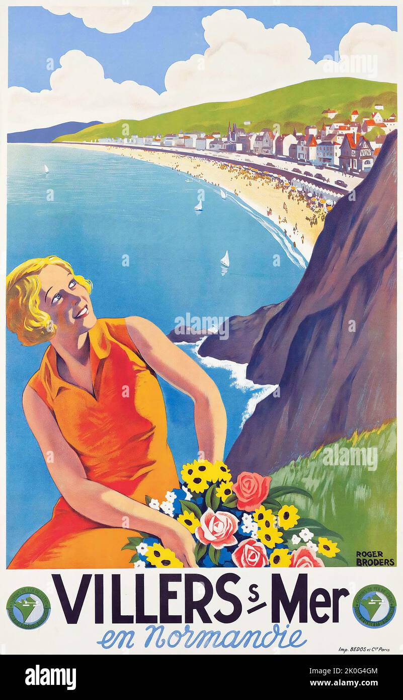 Roger Broders (1883-1953) VILLERS SUR MER - French travel poster, c 1930 Stock Photo