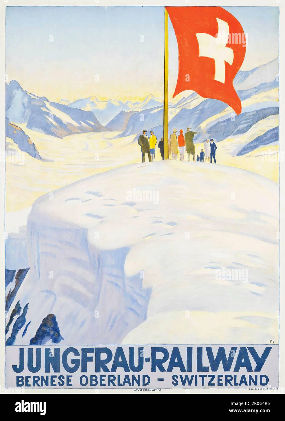 Emil Cardinaux (1877-1936) JUNGFRAU-RAILWAY 1928 - Schweiz, Suisse, Switzerland - Travel poster Stock Photo