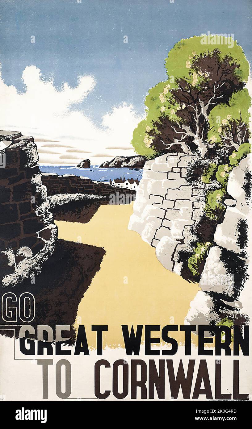Edward McKnight Kauffer - GO GREAT WESTERN TO CORNWALL - 1933 Travel poster Stock Photo