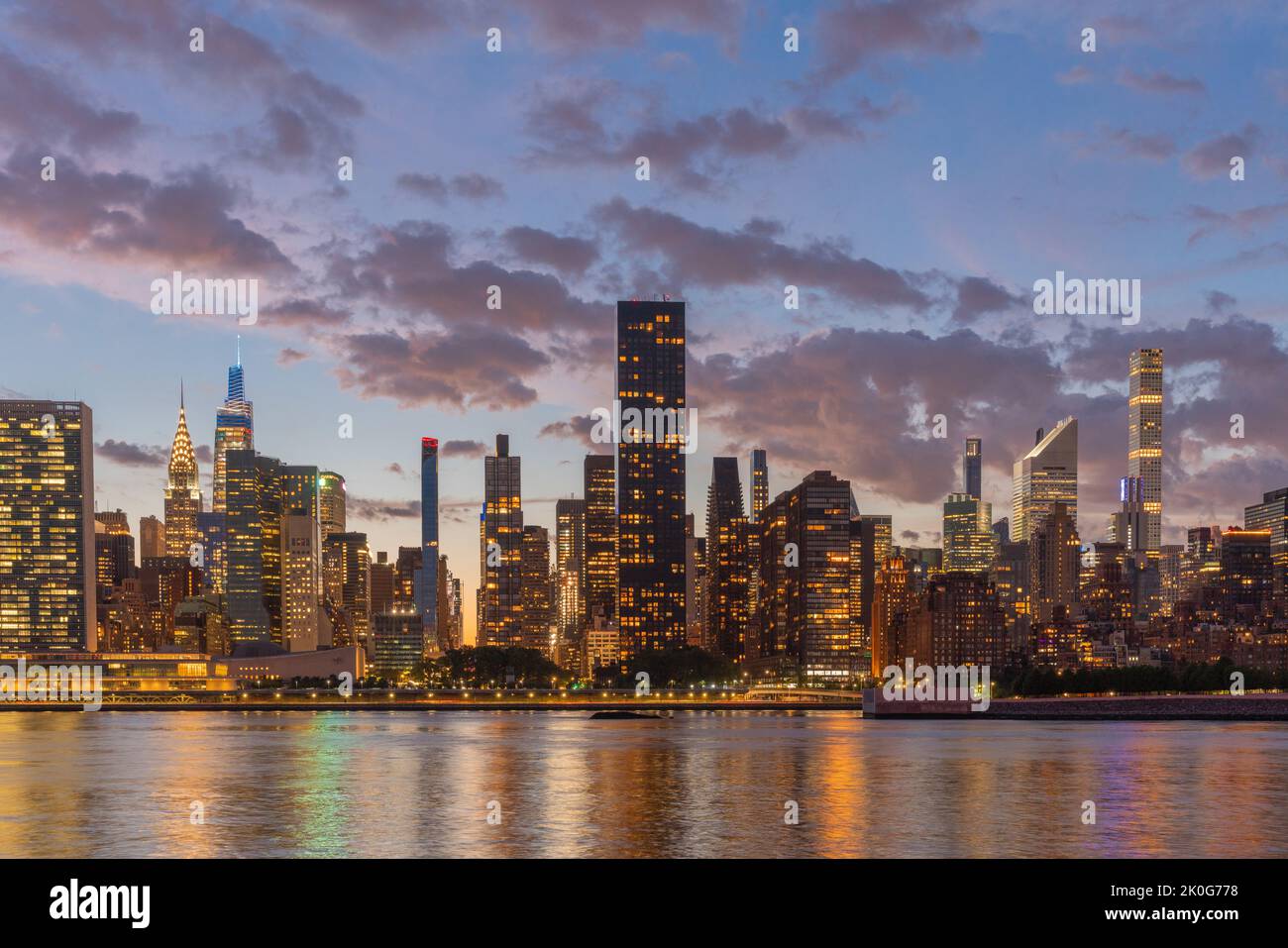 View of Manhattan and East River from Long Island City Stock Photo