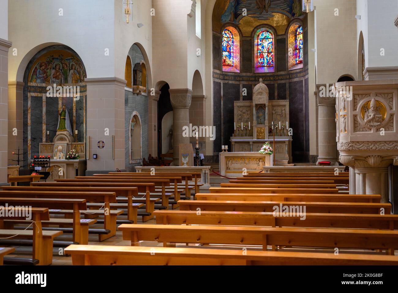 The Church of Saints Cosmas & Damian in Clervaux, Luxembourg. Stock Photo