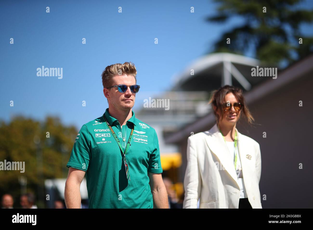 Monza, Italy. 27th Jan, 2022. Nico Hulkemberg and his wife Egle Ruskyte, is former f1 driver with Racing Point/Force India, Williams. Now reserve driver of the Aston Martin Racing, during the Italian GP, 8-11 September 2022 at Monza track, Formula 1 World championship 2022. Credit: Independent Photo Agency/Alamy Live News Stock Photo