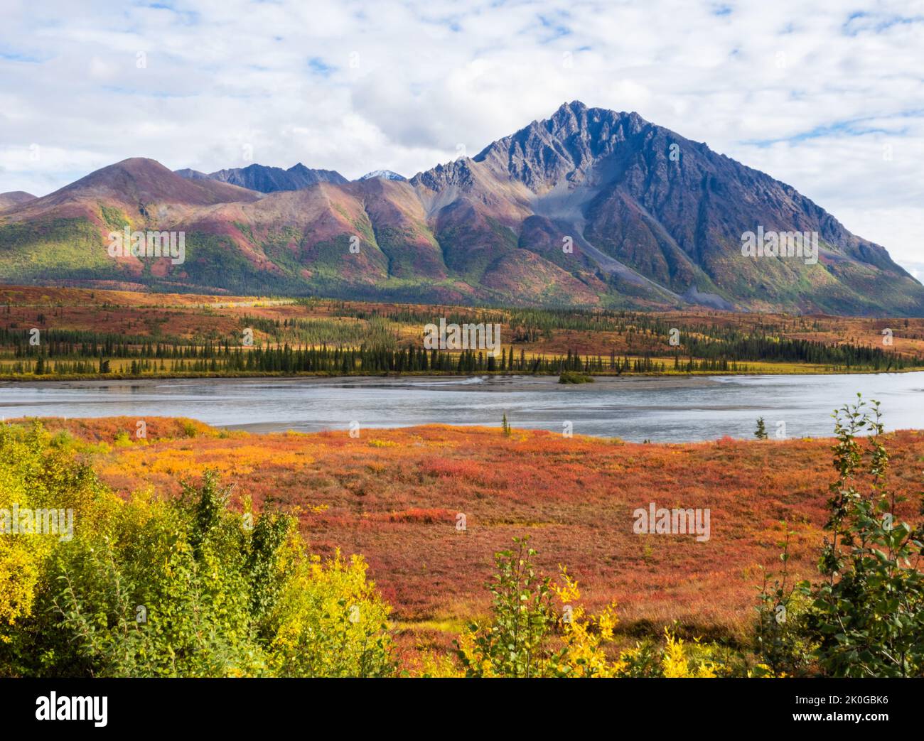 Autumn Landscape in Alaska Wilderness Stock Photo