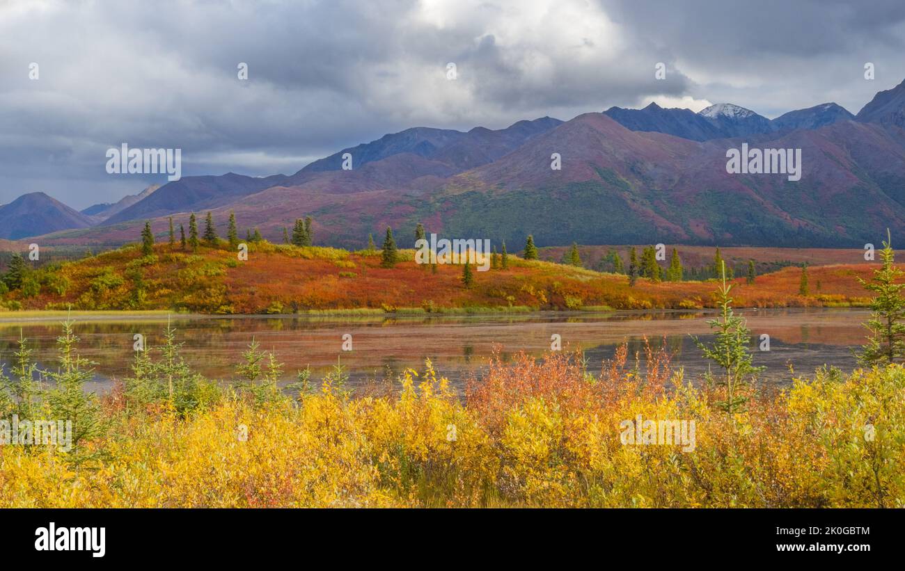 Autumn Landscape in Alaska Wilderness Stock Photo
