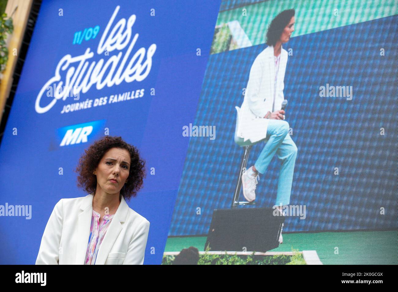 Foreign minister Hadja Lahbib pictured during the Estivales (summer meeting) of the Frenchspeaking liberal party MR, in Durbuy, Sunday 11 September 2022. BELGA PHOTO NICOLAS MAETERLINCK Stock Photo