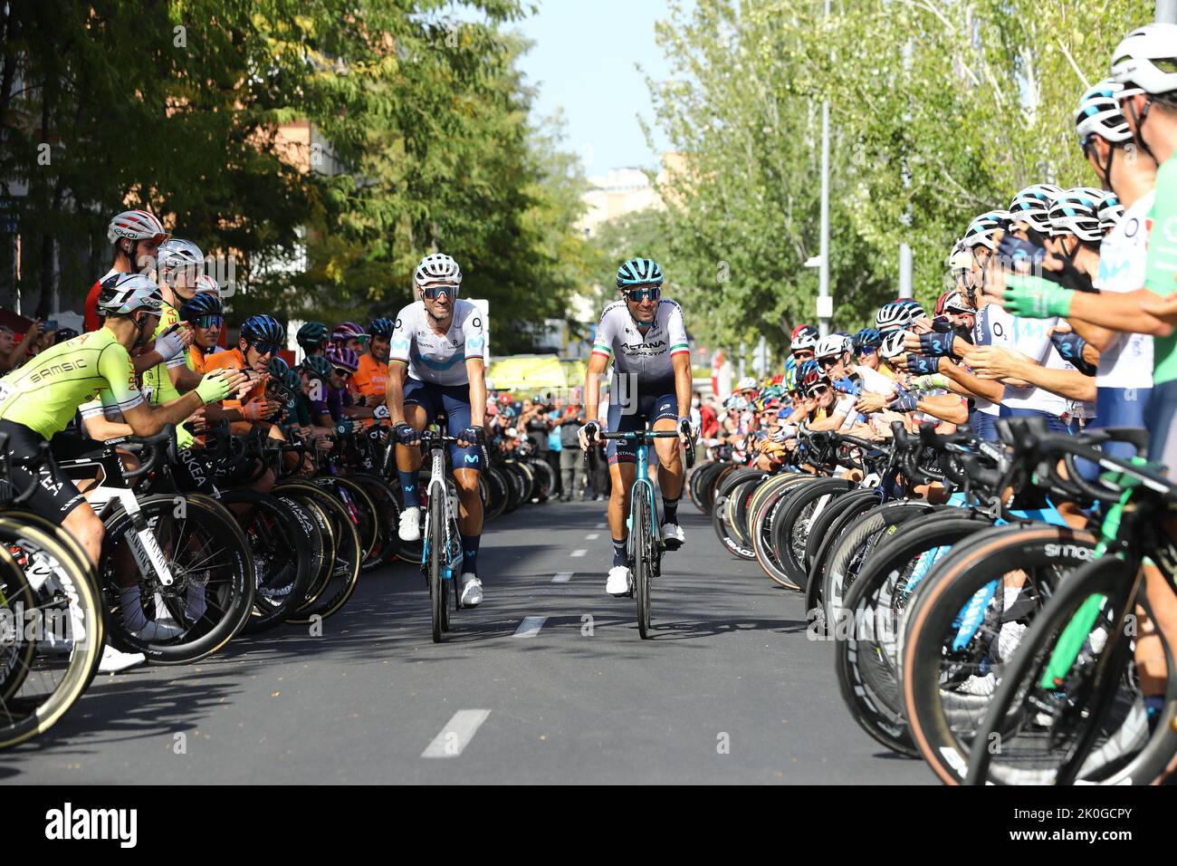 Spanish Alejandro Valverde of Movistar Team and Italian Vincenzo Nibali
