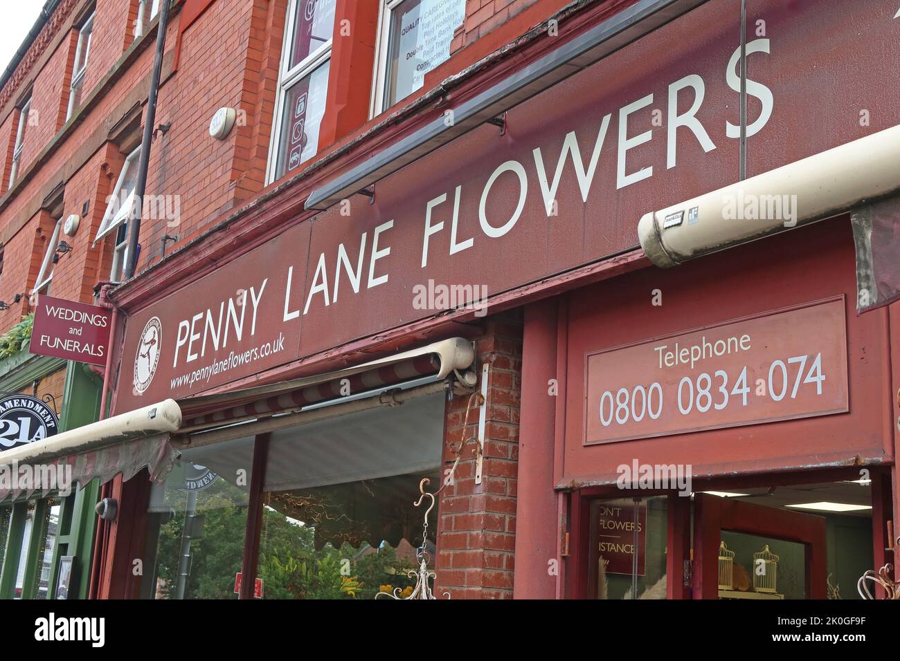 The flower shop, Penny Lane Flowers, 7 Church Rd, Liverpool, Merseyside, England, UK, L15 9EA Stock Photo