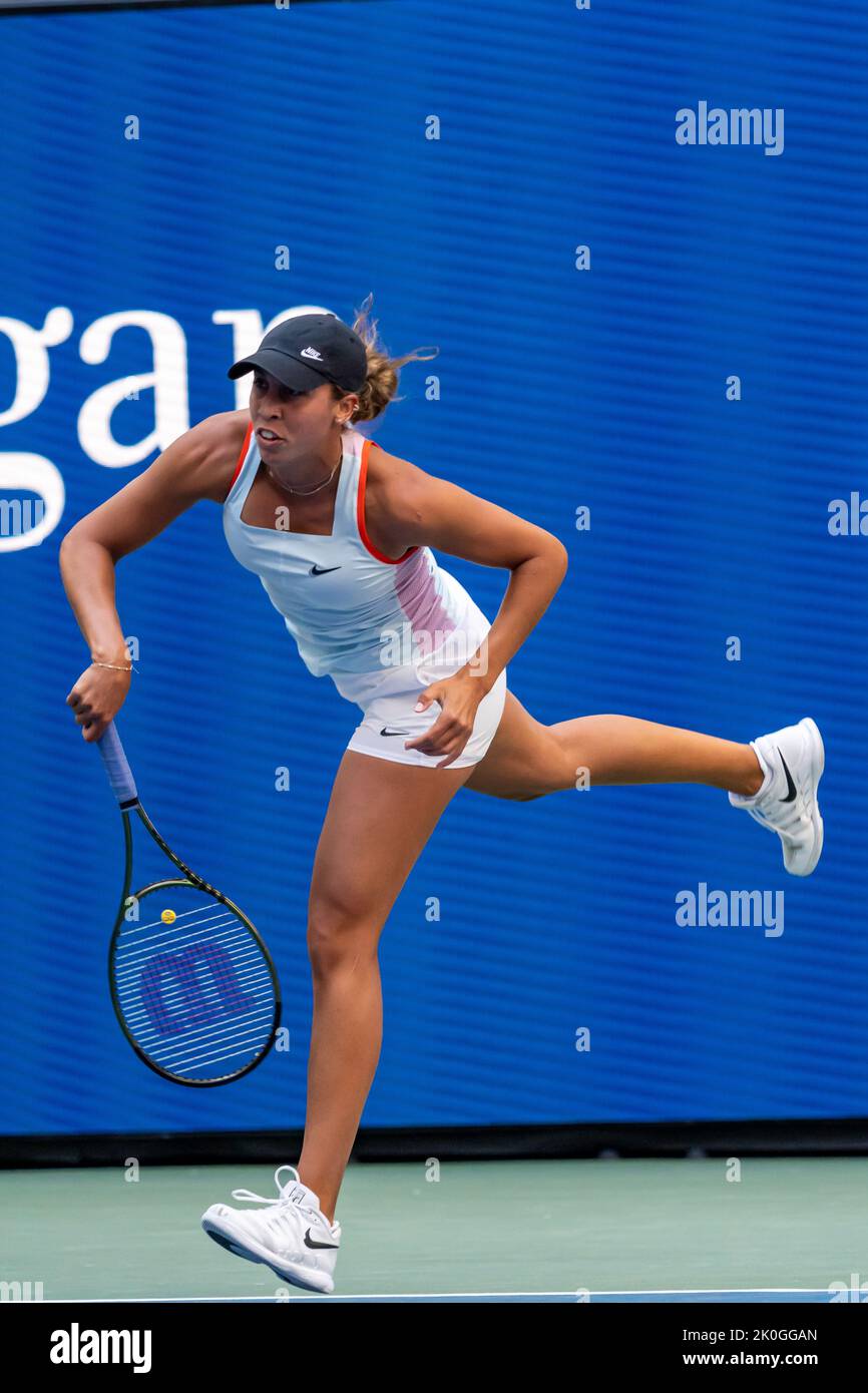 Madison Keys (USA) competing at the 2022 US Open Tennis Championships