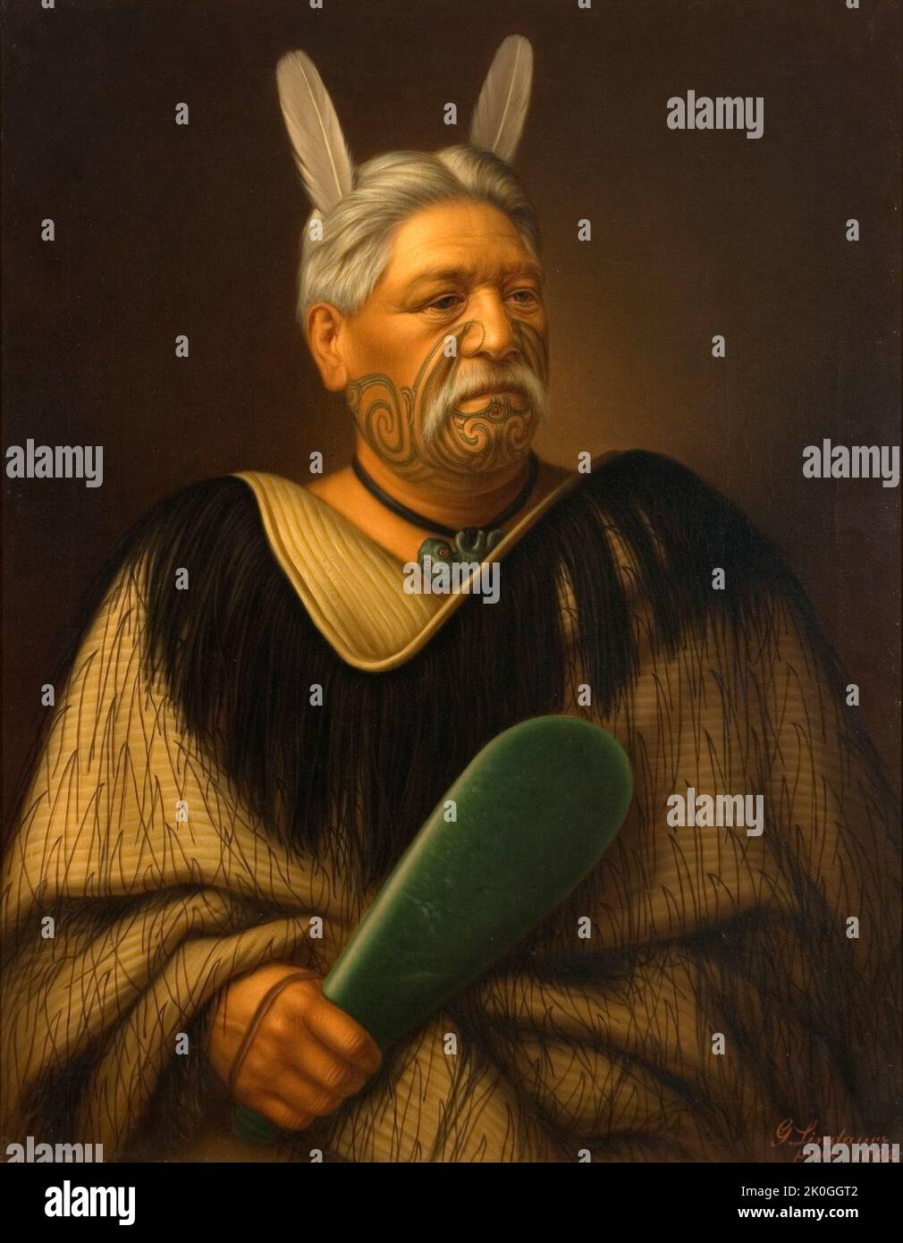 portrait of Wahanui Reihana Te Huatare by Gottfried Lindauer. Stock Photo
