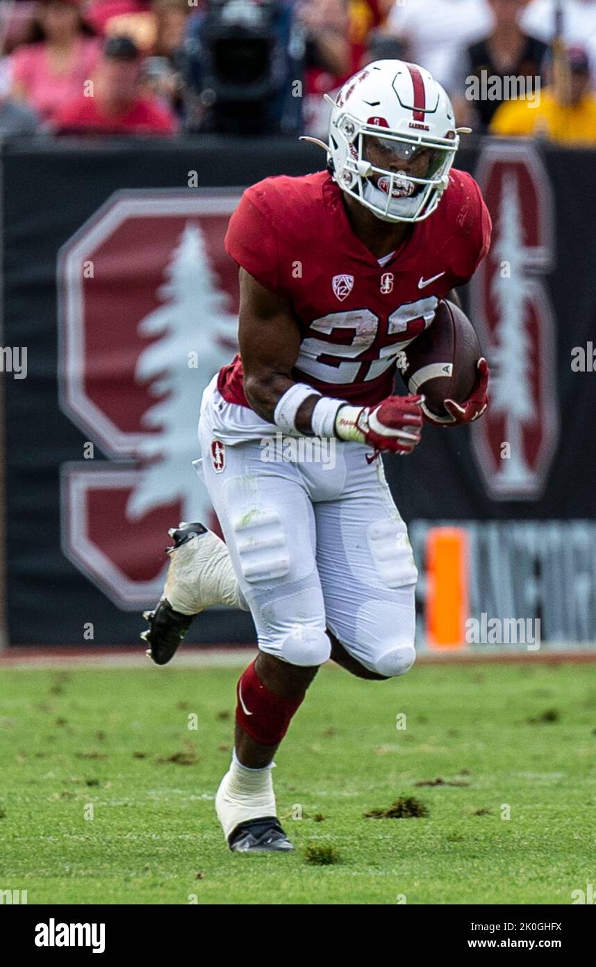 Stanford Stadium. 10th Sep, 2022. CA U.S.A. Stanford running back E.J. Smith (22) runs in the open field for a touchdown during the NCAA Football game between USC Trojan and the Stanford Cardinal. USC beat Stanford 41-28 at Stanford Stadium. Thurman James/CSM/Alamy Live News Stock Photo
