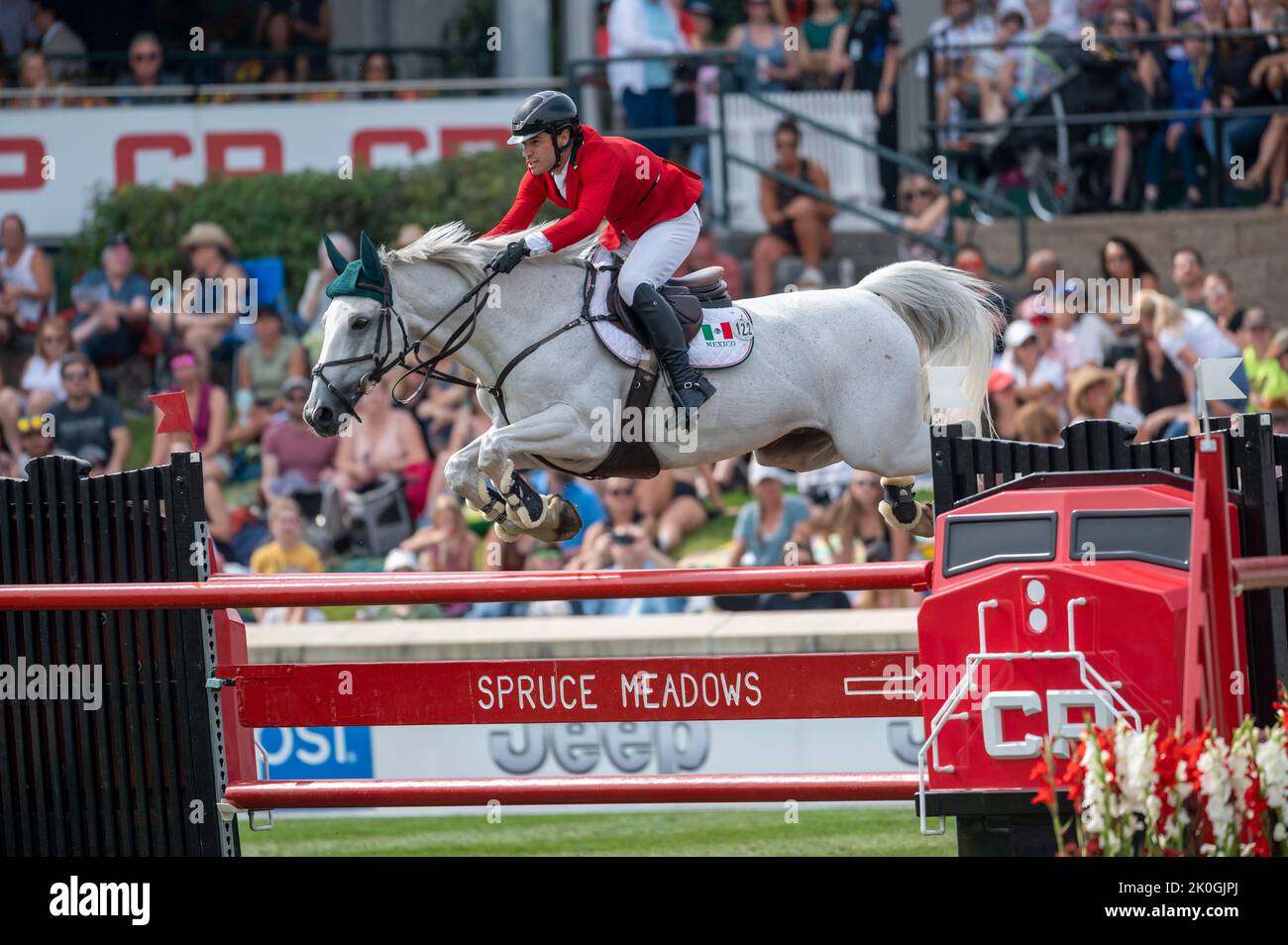 Calgary, Alberta, Canada, 11 September 2022. Jose Antonio Chedraui Prom (MEX) riding Mighty Mouse, CSIO Spruce Meadows Masters, - CP Grand Prix: Credit Peter Llewellyn/Alamy Live News Stock Photo