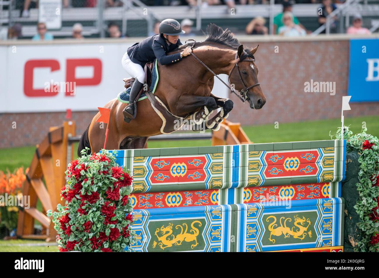 Calgary, Alberta, Canada, 11 September 2022. Sanne Thijssen (NED) riding Con Quidam RB, CSIO Spruce Meadows Masters, - CP Grand Prix: Credit Peter Llewellyn/Alamy Live News Stock Photo