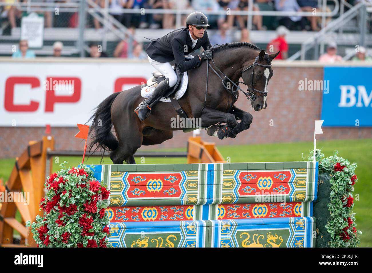 Calgary, Alberta, Canada, 11 September 2022. Jérôme Guery (BEL) riding Quel Homme des Hus, CSIO Spruce Meadows Masters, - CP Grand Prix: Credit Peter Llewellyn/Alamy Live News Stock Photo