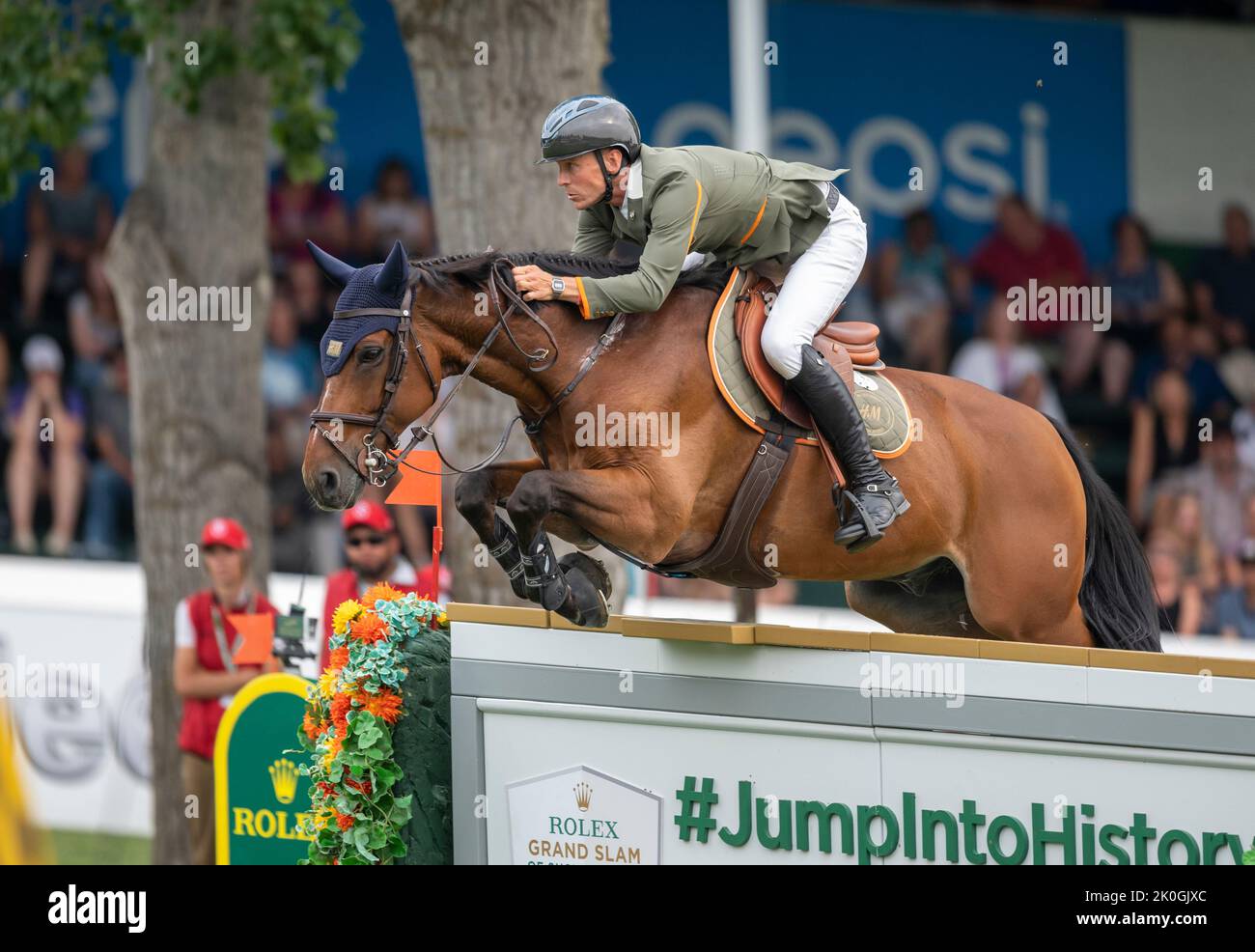 Calgary, Alberta, Canada, 11 September 2022. Peder Fredricson (SWE) H&M All In, CSIO Spruce Meadows Masters, - CP Grand Prix: Credit Peter Llewellyn/Alamy Live News Stock Photo