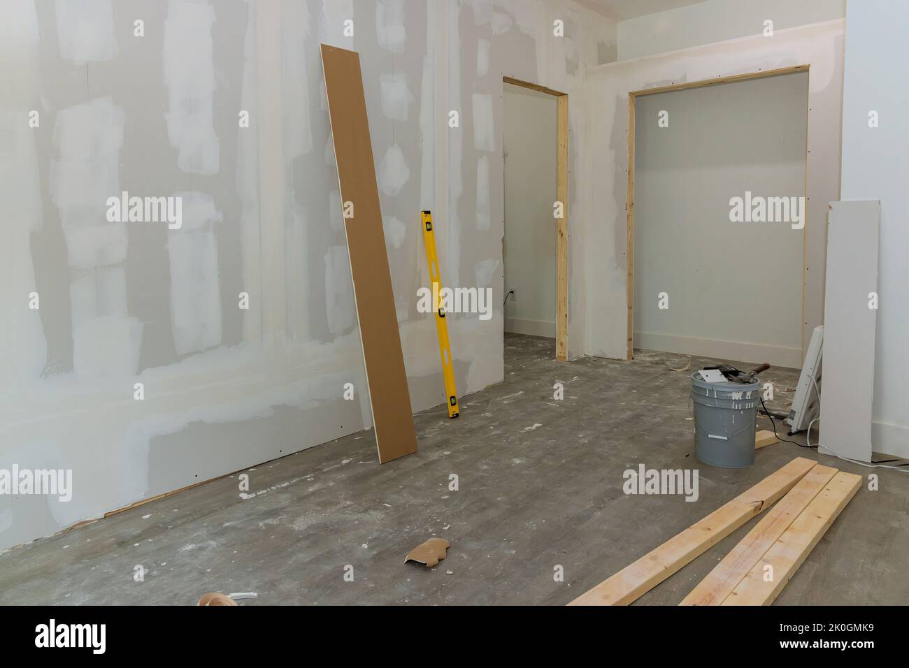 As a result of the finishing plastering of the drywall, the drywall is