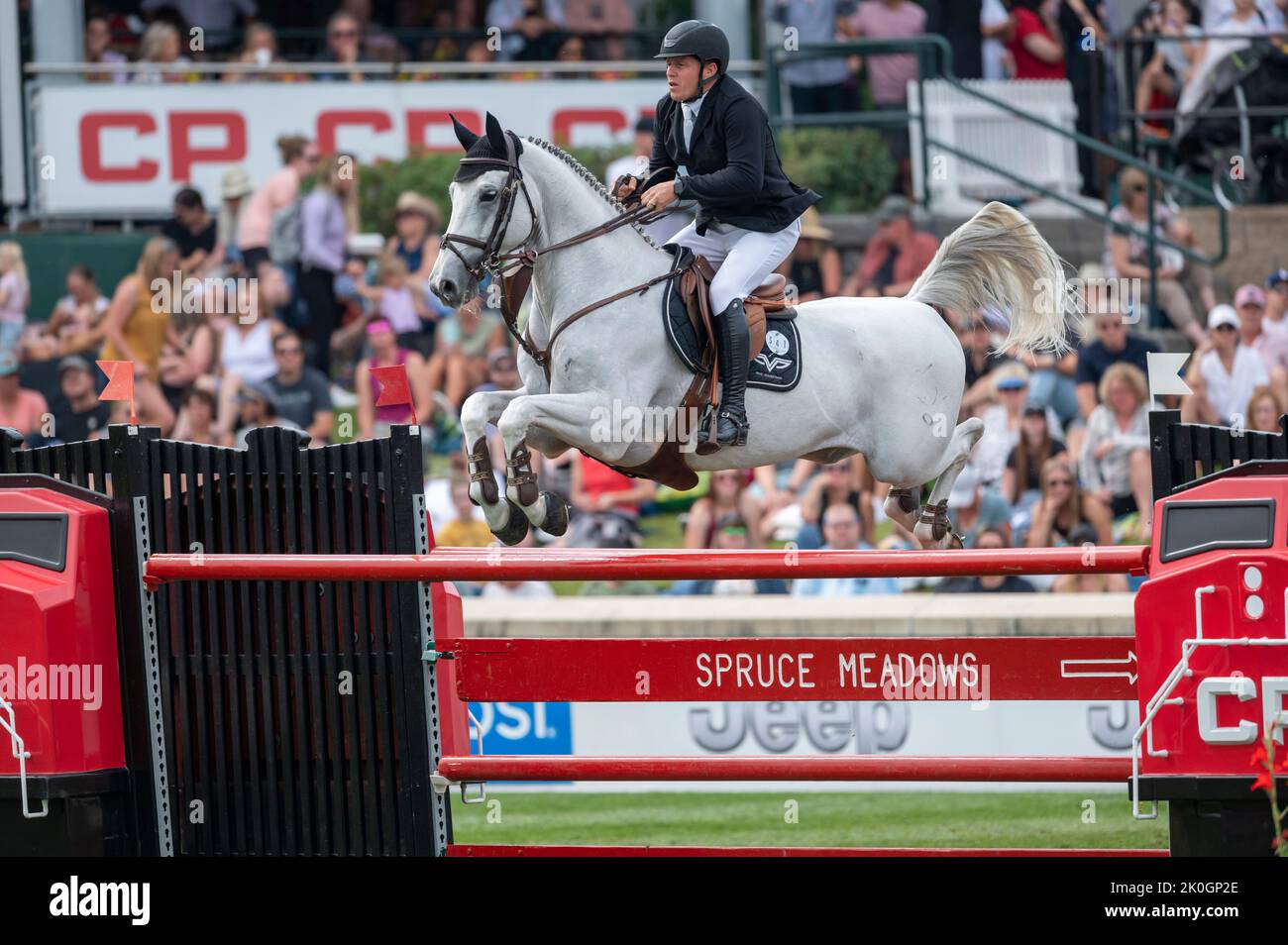 Calgary, Alberta, Canada, 11 September 2022. Johnny Pals (NED) riding Charley , CSIO Spruce Meadows Masters, - CP Grand Prix Stock Photo