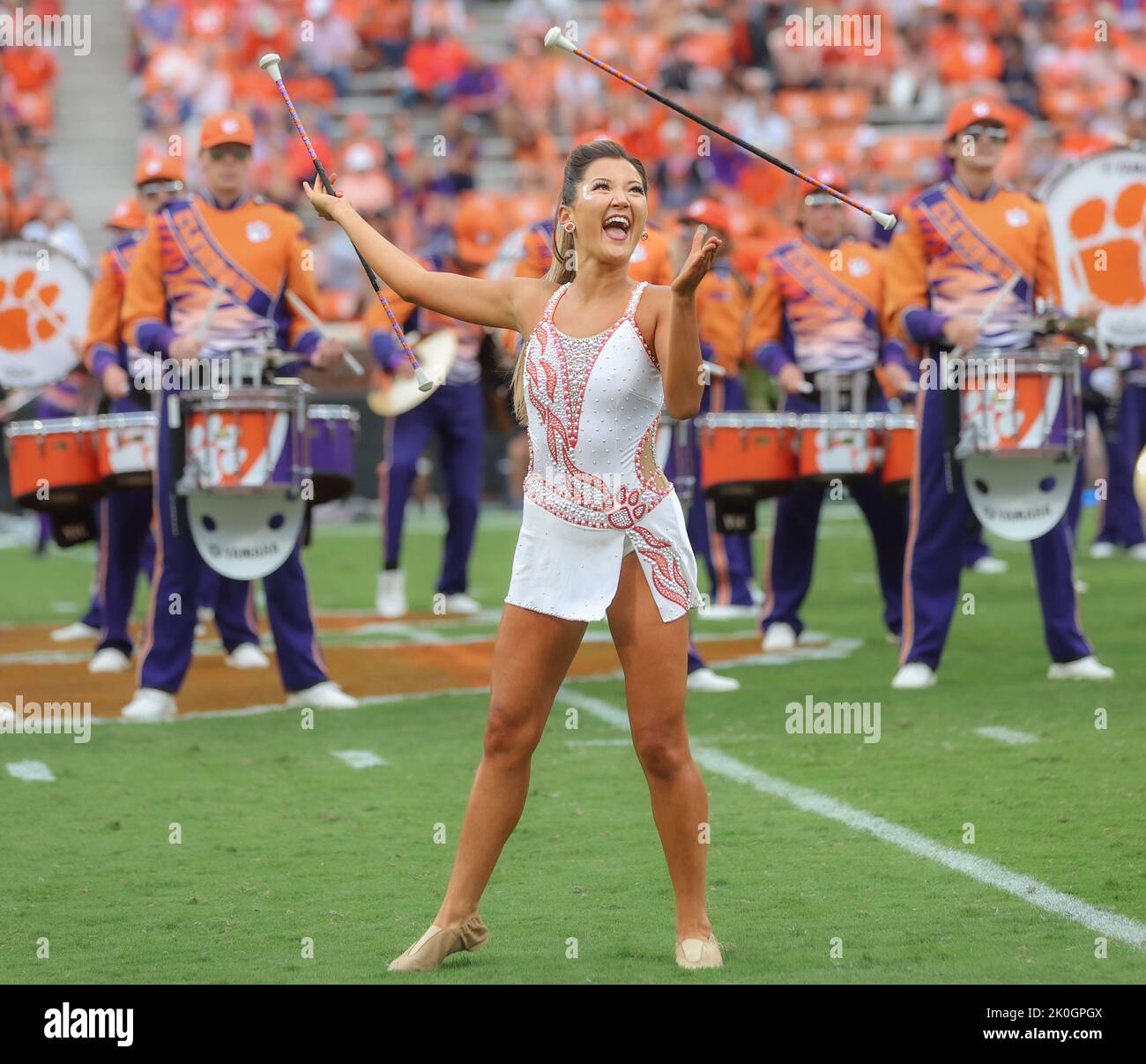 Clemson, SC, USA. 10th Sep, 2022. The Clemson Feature Twirler performs