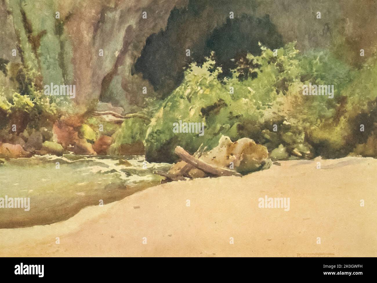 The Bottom of Goekteik Gorge from the book ' Burma ' painted and described by Kelly, R. Talbot (Robert Talbot), 1861-1934 Publication date 1905 Publisher London : Adam and Charles Black Stock Photo