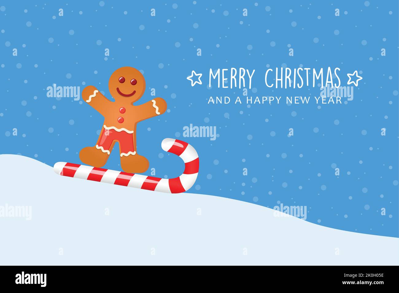 gingerbread man rides sledges on a candy cane Stock Vector