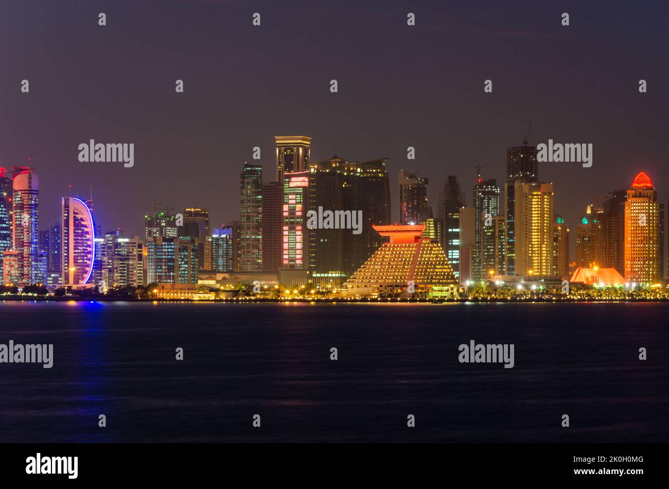 Doha City Center at night, Qatar Stock Photo Alamy