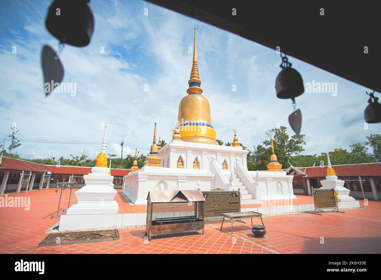 Phra That Sawi is one of travel destinations located in Wat Phra That Sawi Chumphon province, Thailand. Stock Photo