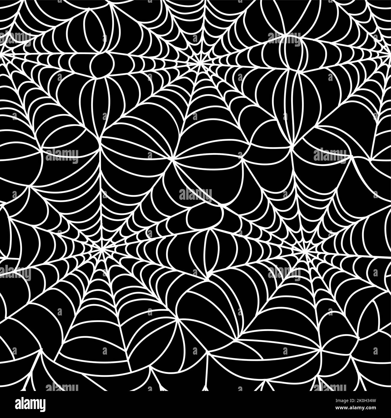 Cobweb pattern. Halloween seamless print of spider web, monochrome gothic horror net trap for wrapping paper design. Vector texture Stock Vector