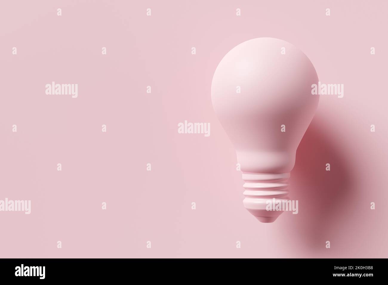 Pink light bulb on pink background. 3D rendering. Creative thinking, idea, innovation and inspiration concept. 3D rendering. Stock Photo