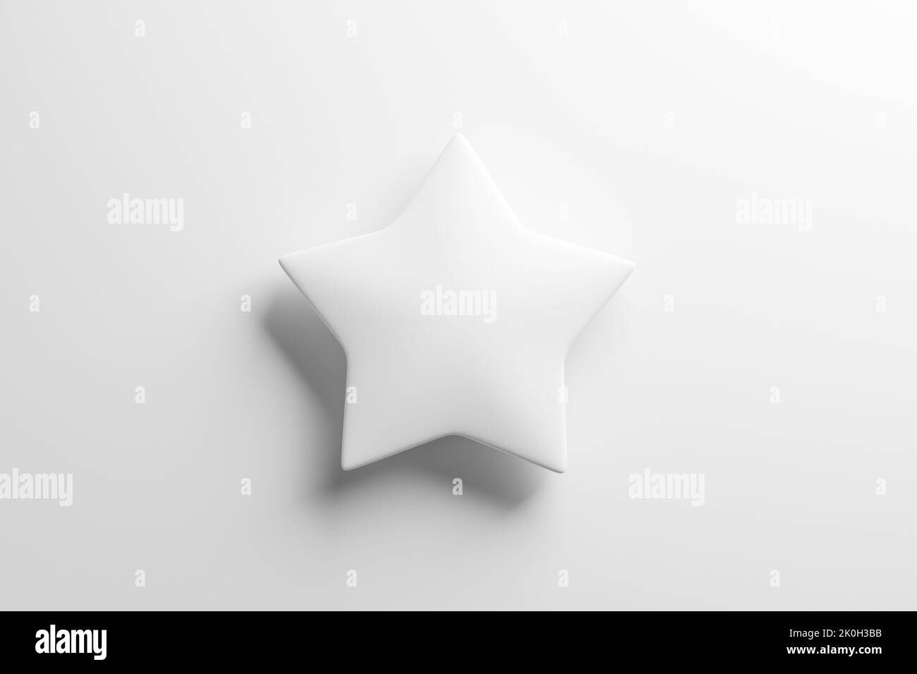 White star on white background. Best star rating, evaluation, ranking, customer satisfaction, product quality or client experience review. 3D renderin Stock Photo