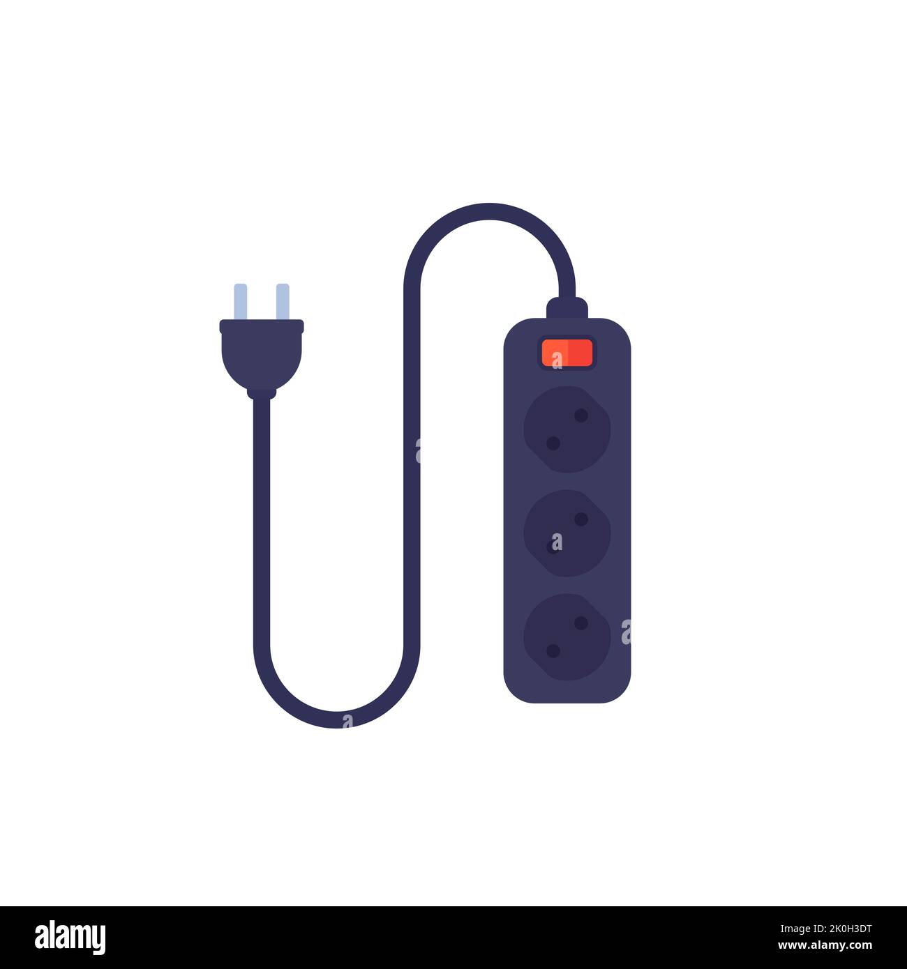 power strip with 3 sockets, vector illustration Stock Vector Image