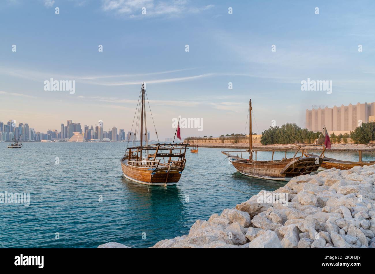 Traditional arabian dhows in Doha , Qatar, Middle East Stock Photo Alamy