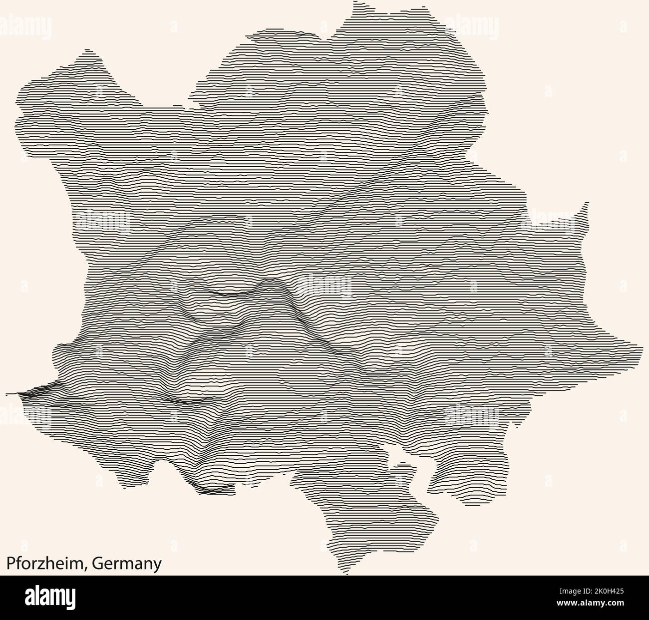Topographic relief map of PFORZHEIM, GERMANY Stock Vector