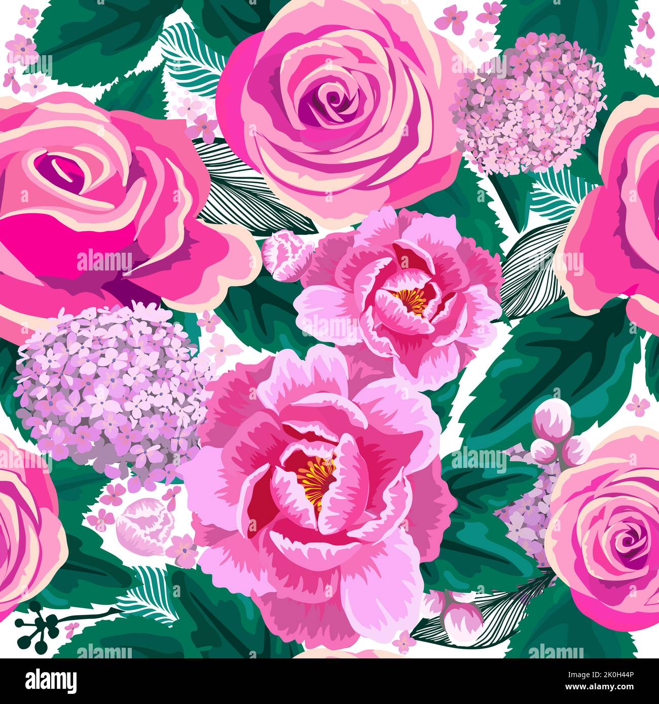 Pink roses seamless pattern. Vector illustration Stock Vector Image ...