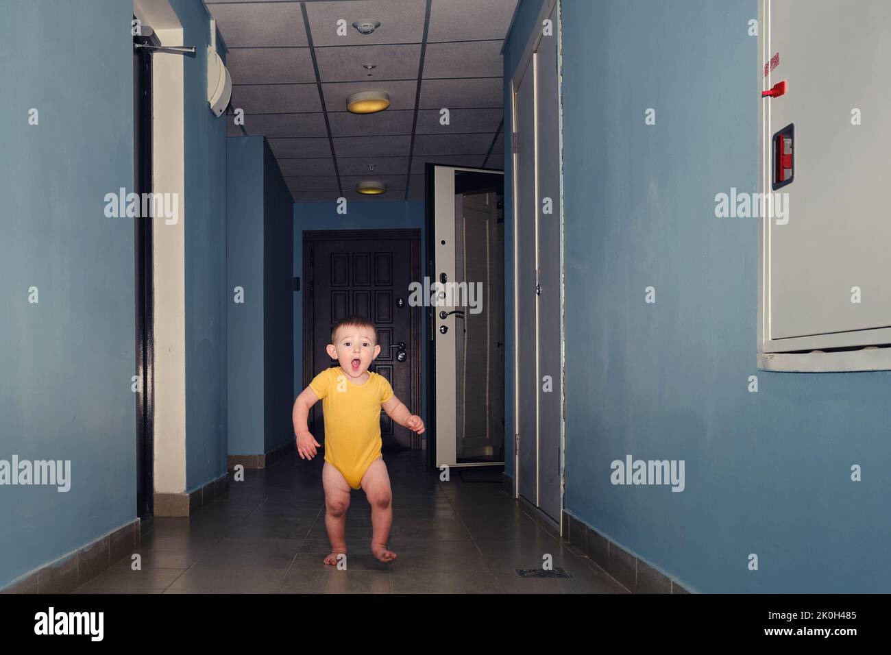 Boy running away from home hi-res stock photography and images - Alamy