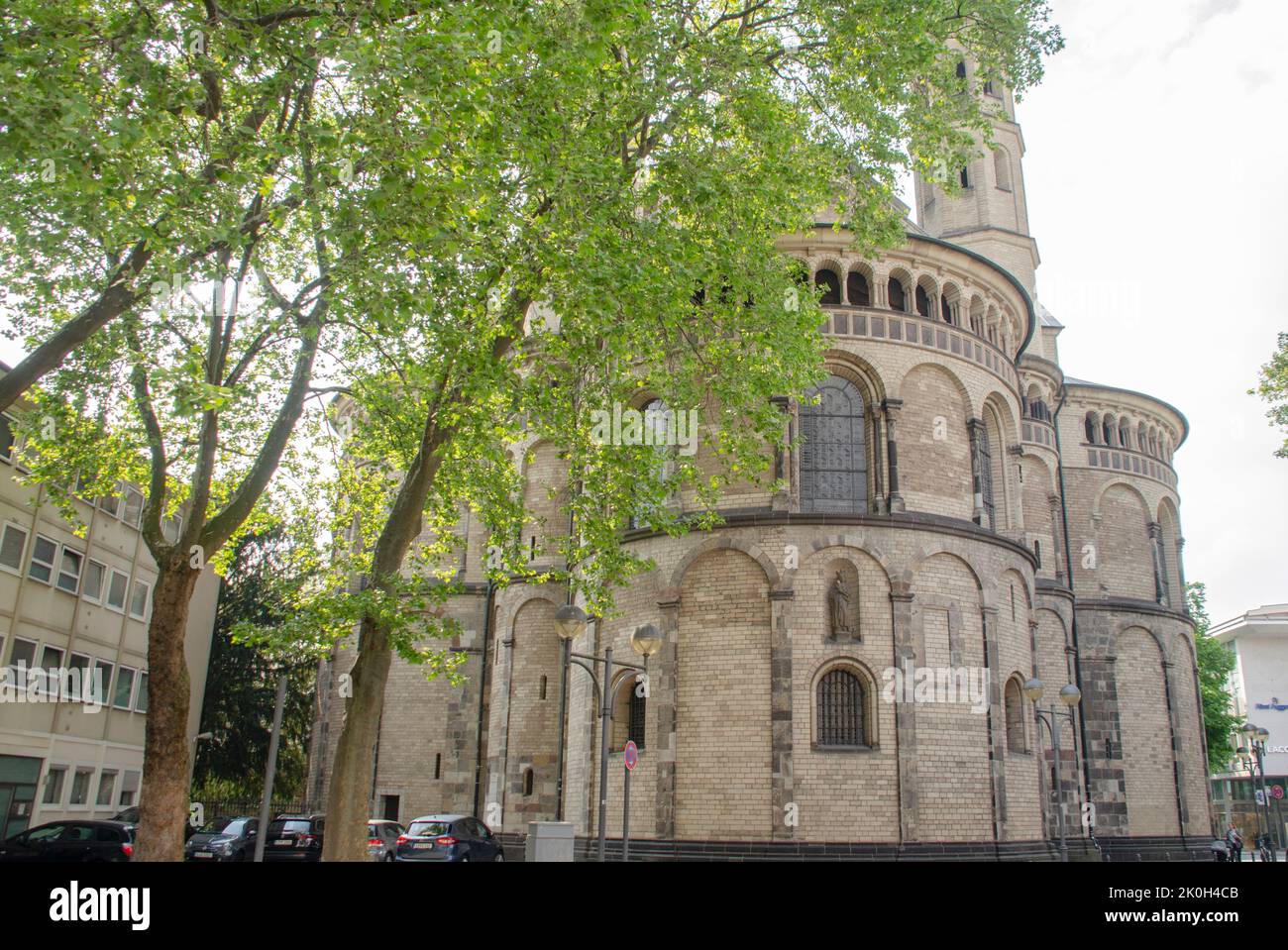 Cologne August 2022: St. Aposteln is a Roman Catholic church and one of the twelve major Romanesque churches in the city of Cologne. Stock Photo