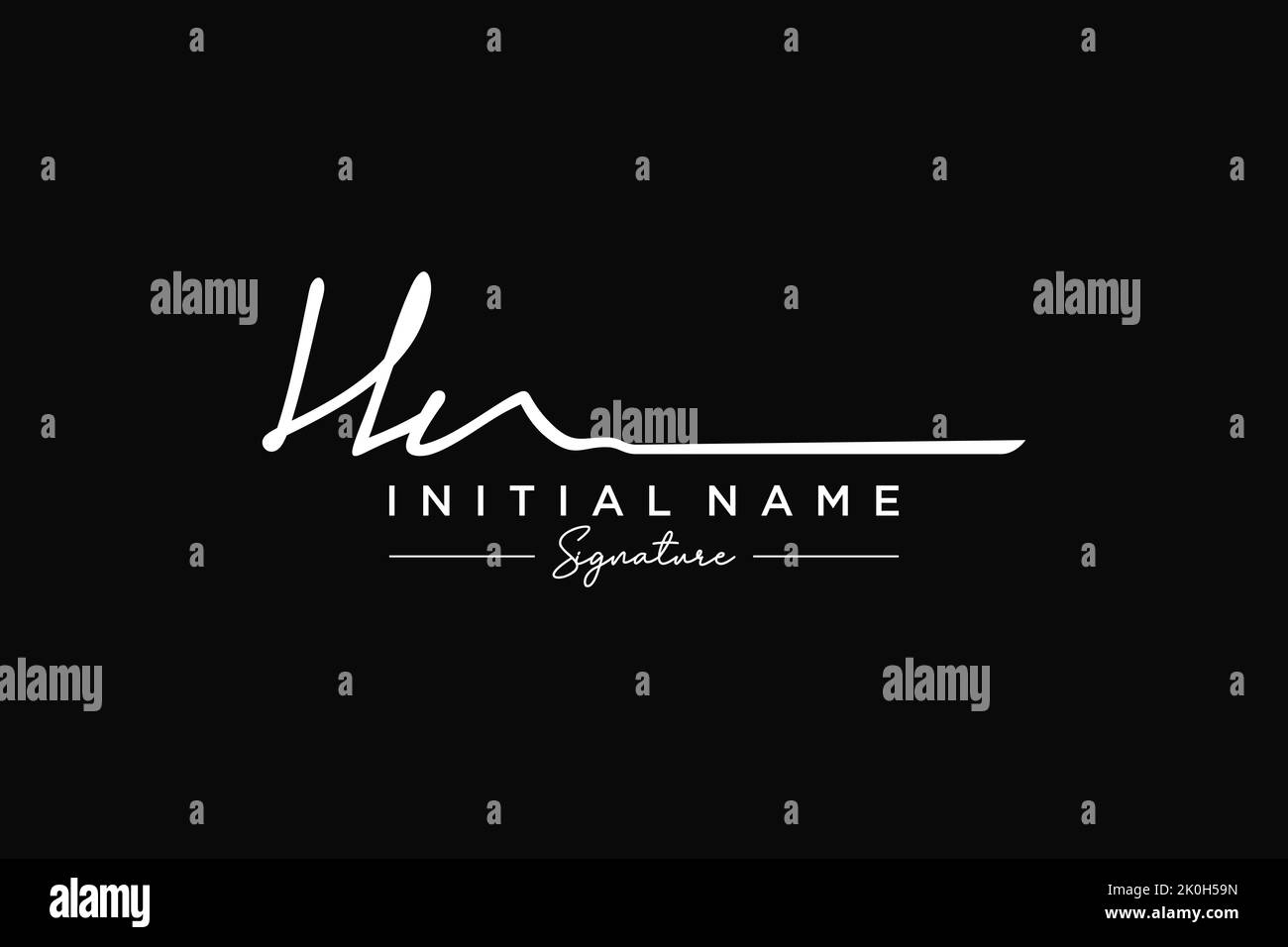 HN signature logo template vector. Hand drawn Calligraphy lettering Vector illustration. Stock Vector
