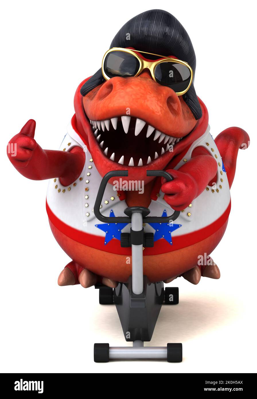 Fun 3D cartoon illustration of a Trex rocker Stock Photo - Alamy