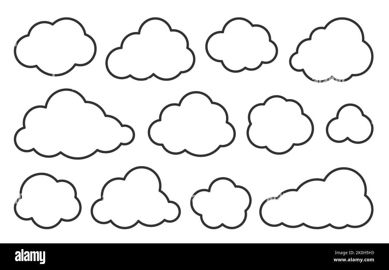 Cloud thin line icons set. Outline vector sign. Linear symbol of ...