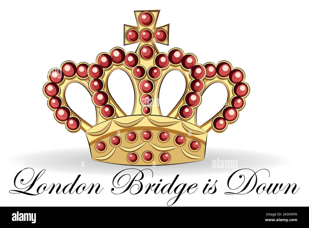 London Bridge collapsed. Queen Elizabeth II died 1926 - 2022 tragic event Stock Vector