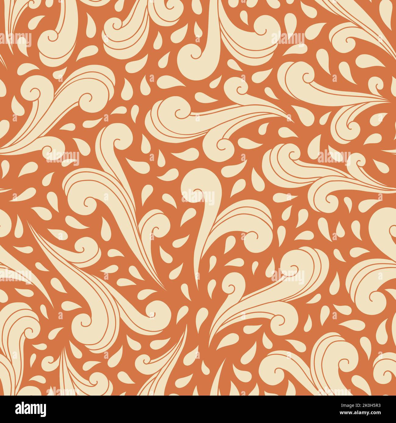 Boho Groovy Retro Psychedelic Swirls Vector Seamless Pattern Stock ...