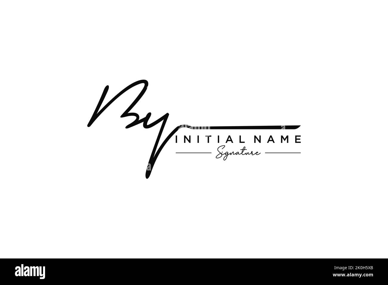 BY signature logo template vector. Hand drawn Calligraphy lettering Vector illustration. Stock Vector