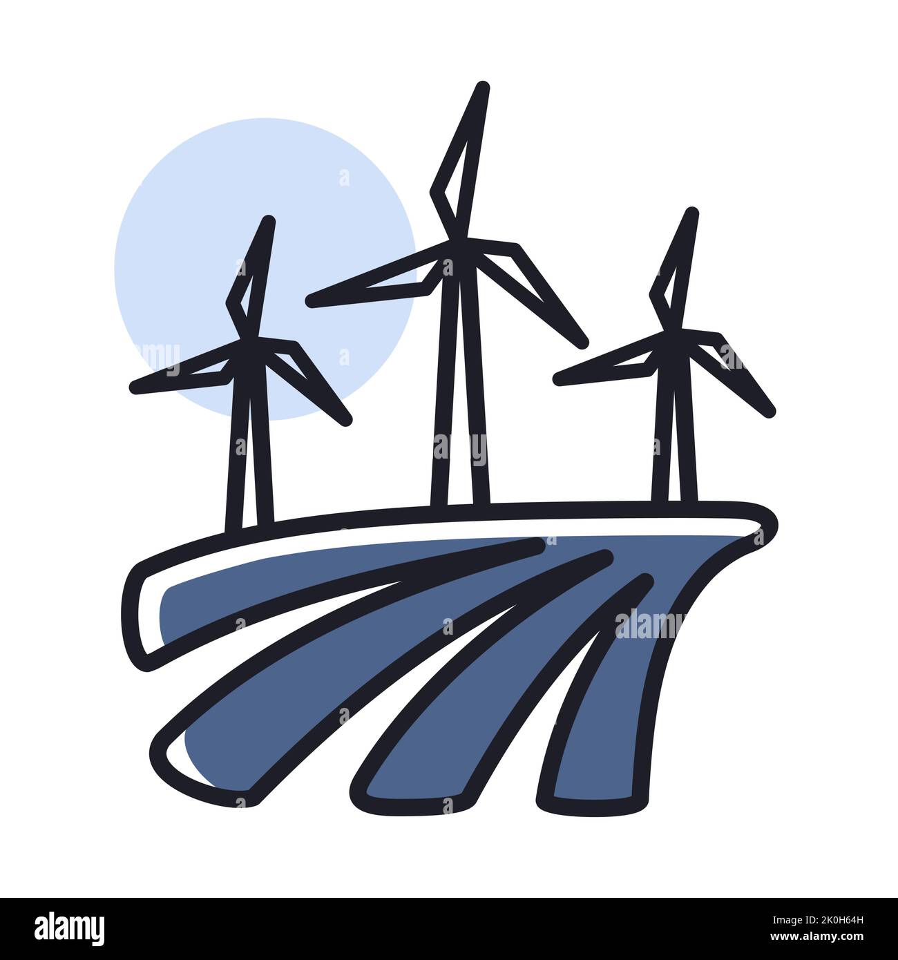 Windmill on the field isolated icon. Agriculture sign. Graph symbol for ...