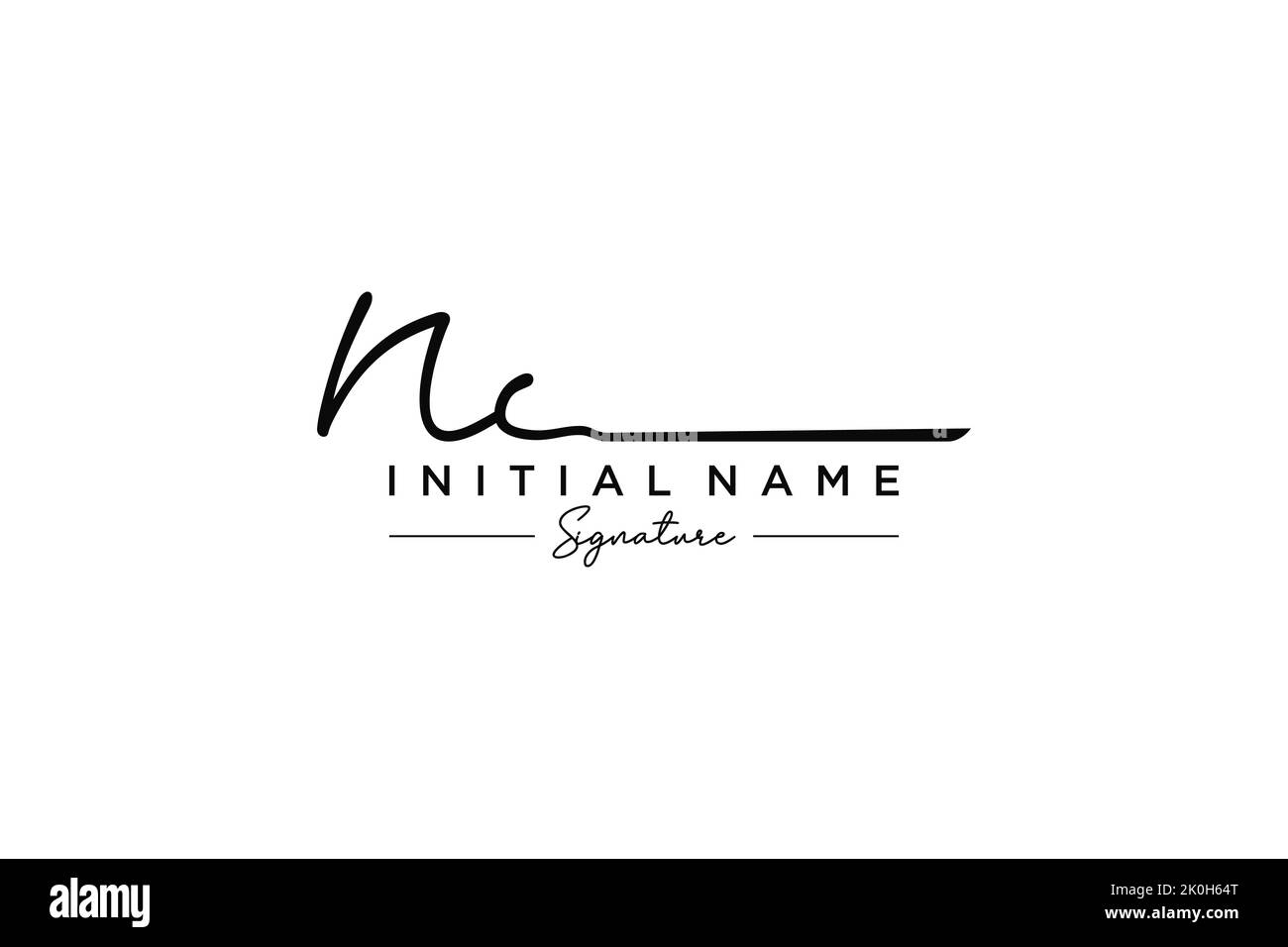 NC signature logo template vector. Hand drawn Calligraphy lettering Vector illustration. Stock Vector