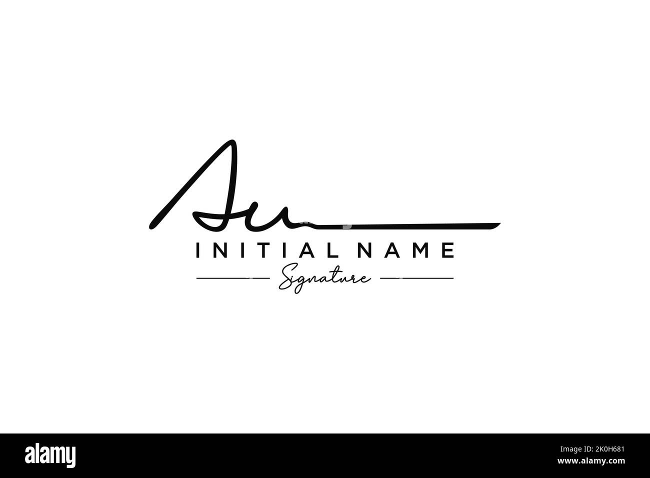 AU signature logo template vector. Hand drawn Calligraphy lettering Vector illustration. Stock Vector