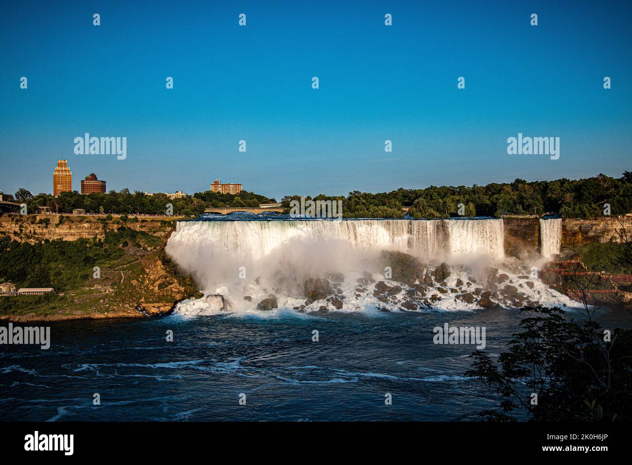 A panoramic view of Niagara Falls on Canada and the USA border Stock ...