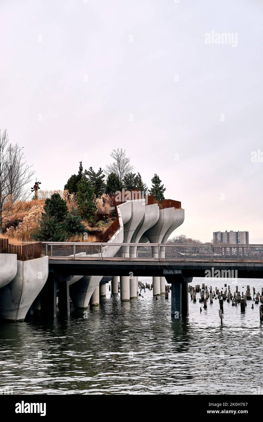 A scenic view of the famous Little Island Park in New York, USA Stock