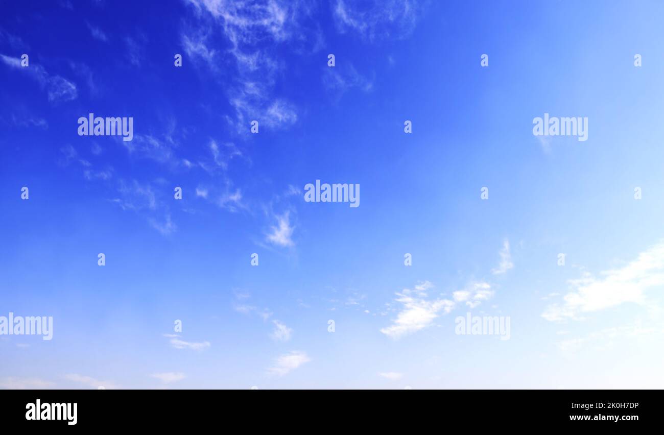 White clouds in the blue sky. Beautiful nature scene. Copy space for text Stock Photo