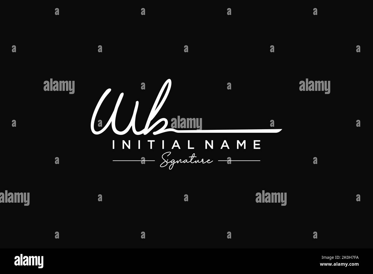 WB signature logo template vector. Hand drawn Calligraphy lettering Vector illustration. Stock Vector