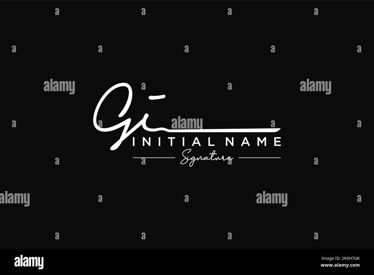 GI signature logo template vector. Hand drawn Calligraphy lettering Vector illustration. Stock Vector