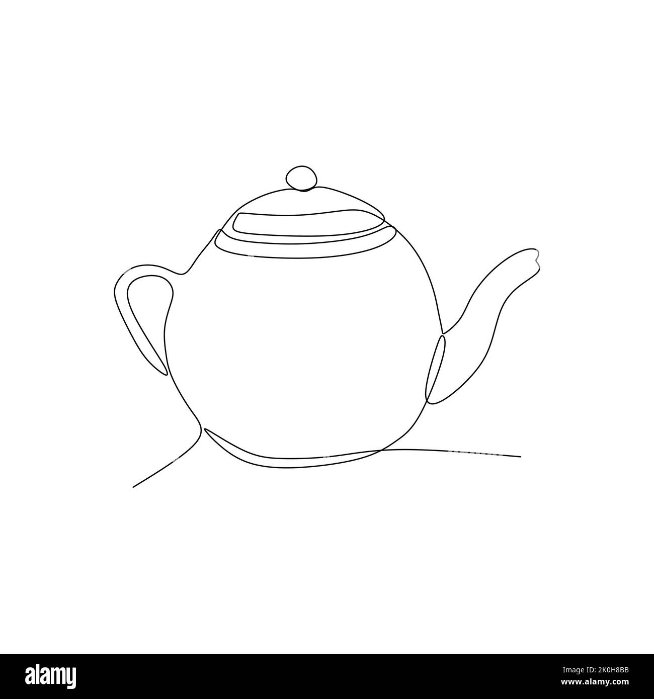 Ceramic coffee hot water teapot isolated on white background - Simple continuous one line drawing vector illustration for food and beverages concept Stock Vector