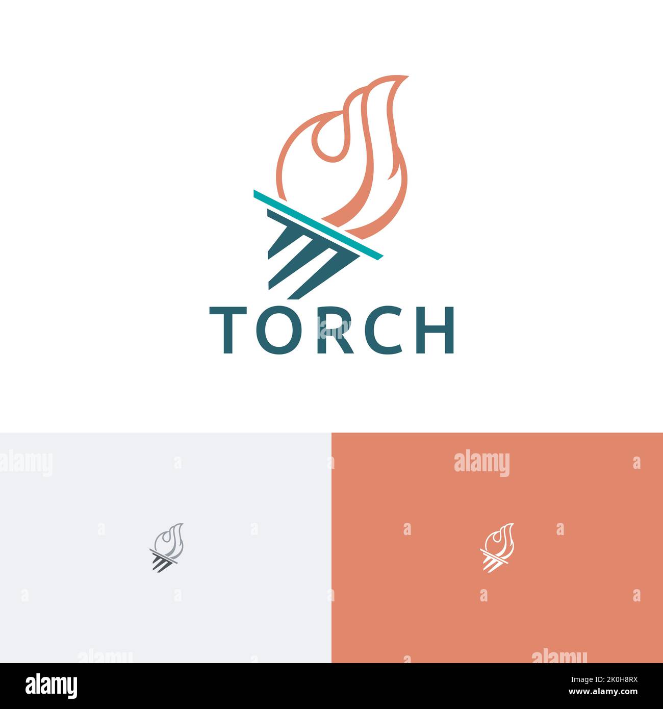 Bright Torch Fire Flame Flare Unique Logo Stock Vector